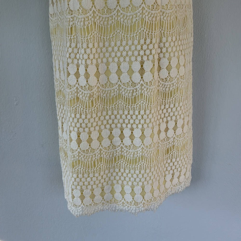 Jessica Howard yellow white lace overlay sleeveless pencil dress size 6P - Picture 4 of 16